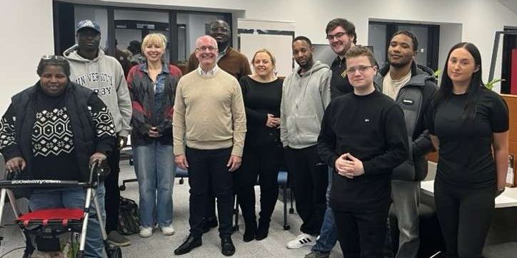 Uni 1 Adrian with the Business Builder students at the University of Derby