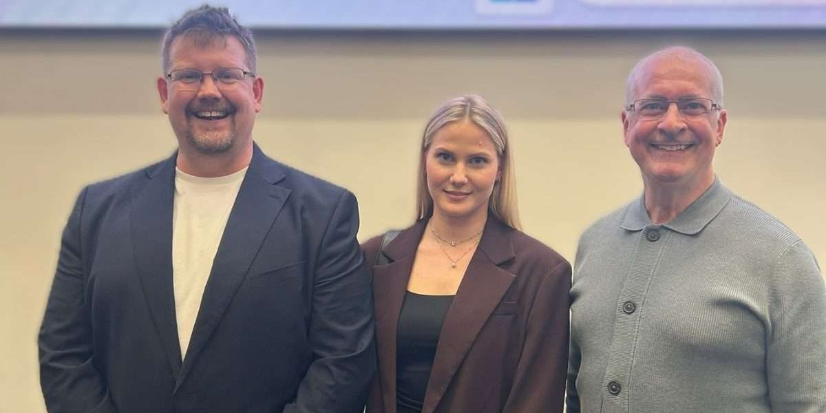 Game changer awards 2026 Kevin Drew, Vineta Ploskija and Adrian Peck smiling at the camera at the Derby Game Changer Awards.