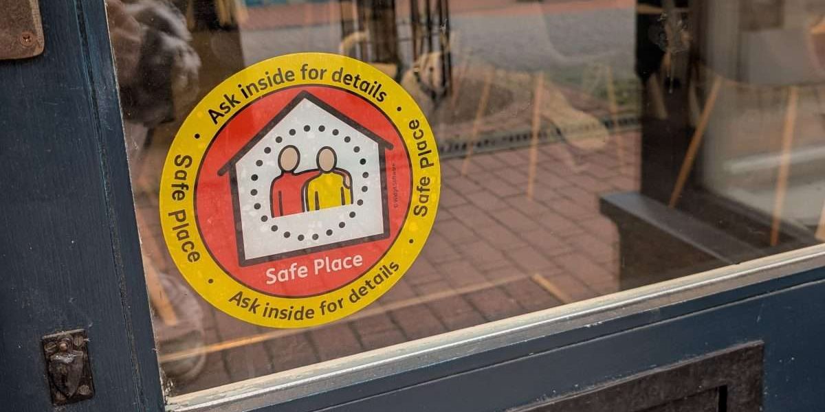 Image of the Derbyshire Safe Place Scheme sticker in the door of the Ascentant Accountancy office
