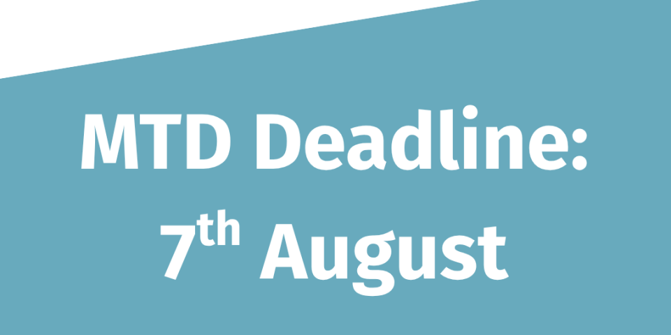 Graphic with Ascentant logo and text which reads: "MTD Deadline: 7th August, Are you ready?"
