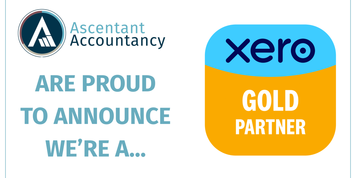 Graphic which has the Ascentancy Accountancy logo followed by 'are proud to announce' then the Xero gold partner logo.